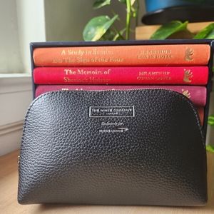 NWOT The White Company London British Airways Black Leather Cosmetics Pouch